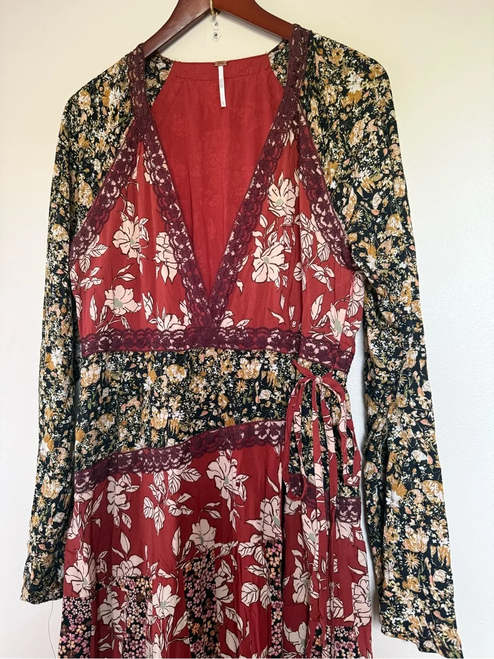 Free People Rust Floral Patchwork Maxi Dress